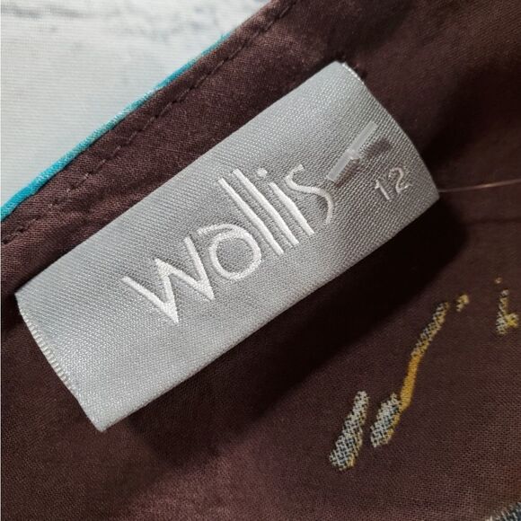 🔹️Wallis Brown Feather Print Belted Sleeveless Dress Size 12 - Picture 8 of 10